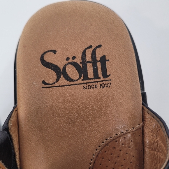 Sofft Black Genuine Leather Slip-on Heeled Clogs Size 6.5 - Picture 8 of 8